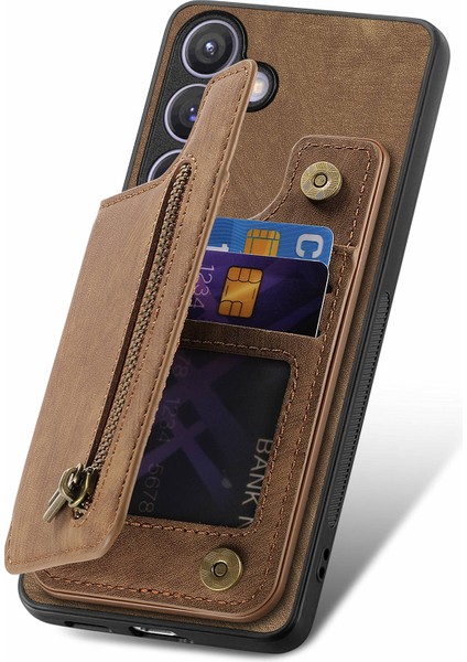 Samsung Galaxy S24 Cüzdan Kılıf Için Retro Pu+Tpu Çizilmez Kickstand Telefon Kabuk-Kahverengi (Yurt Dışından) fırsatları