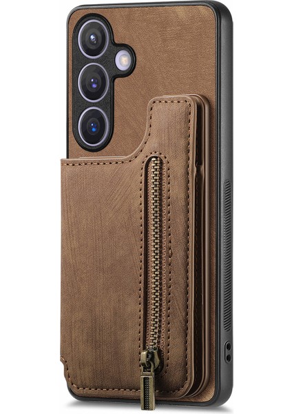 Samsung Galaxy S24 Cüzdan Kılıf Için Retro Pu+Tpu Çizilmez Kickstand Telefon Kabuk-Kahverengi (Yurt Dışından) indirimleri