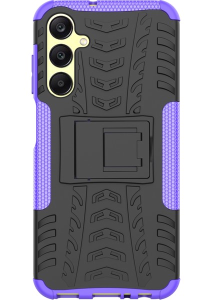 Samsung Galaxy A25 5G(GLOBAL)(161,0 x 76,5 x 8,3mm)Kutu Pc+Tpu 2'si 1 Arada Lastik Dokulu Kapak, Kickstand-Mor (Yurt Dışından)