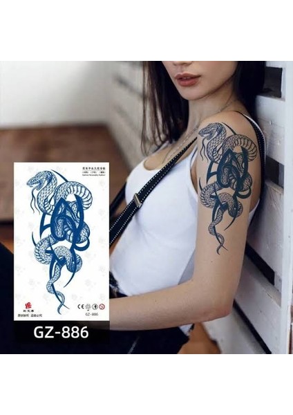 1 Ay Kalıcı Gerçekci Yılan Model Geçici Dövme Tattoo