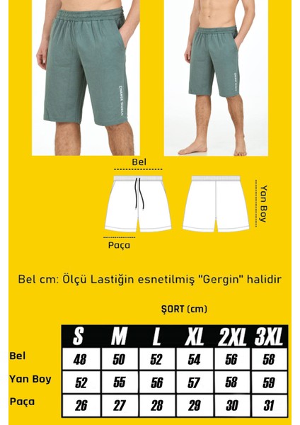 Erkek Yeşil Beli Lastikli Cepli Iki Iplik Lacost Kumaş Pamuklu Şort EDY515Y indirimleri