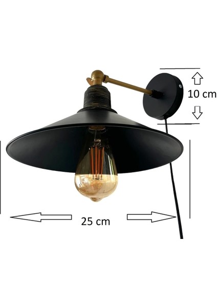 Şapkalı Modern Aplik 2metre Fişli Arapuarlı (Ampul Dahil Değildir)