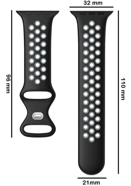 Apple Watch S-M 42 44 45MM Uyumlu Delikli Nike Spor Kordon modelleri
