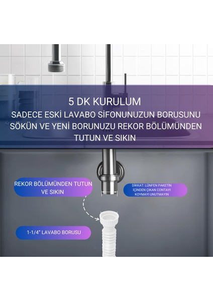 Lavabo Sifonları Için Körüklü Boru