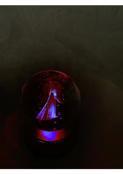 3D LED Işık Cam Küre Melek Pilli 6 cm Gece Lambası indirimleri