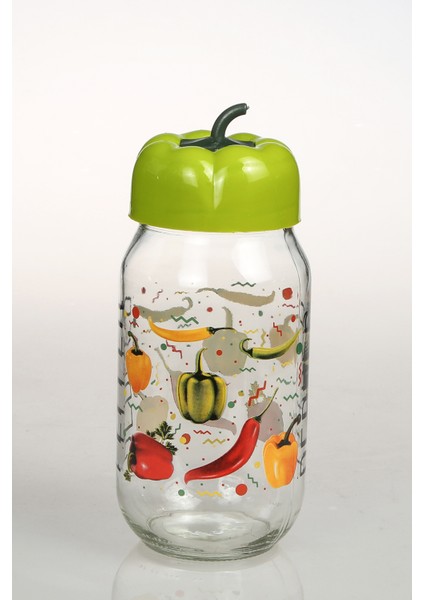 Biber Kapaklı Desenli Kavanoz 1000 cc ROYALEKS-BKD1000