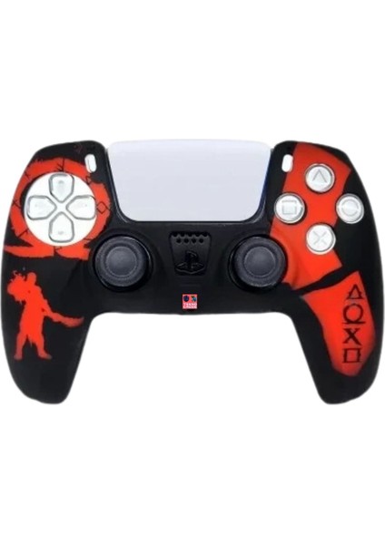 Ps5 Dualsense Uyumlu Joystick Koruyucu Silikon Kılıf God Of War Kratos-Kırmızı