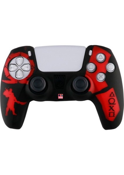 Ps5 Dualsense Uyumlu Joystick Koruyucu Silikon Kılıf God Of War Kratos-Kırmızı modelleri