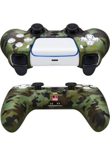 Ps5 Dualsense Uyumlu Joystick Koruyucu Silikon Kılıf Yeşil Kamuflaj modelleri