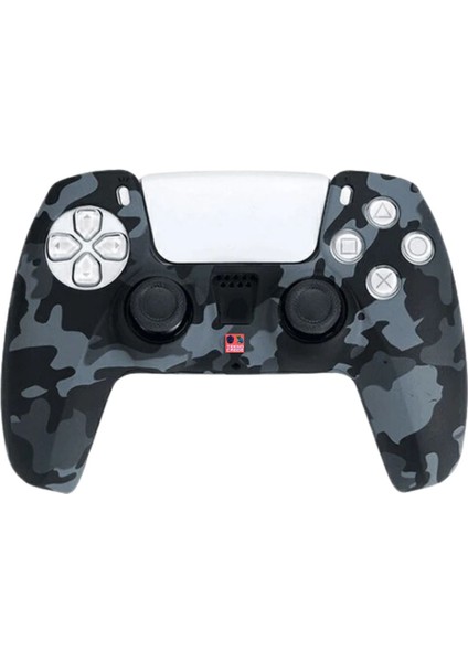 Ps5 Dualsense Uyumlu Joystick Koruyucu Silikon Kılıf Kamuflaj Siyah-Gri