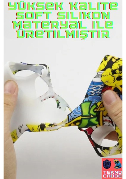 Ps5 Dualsense Uyumlu Joystick Koruyucu Silikon Kılıf Kamuflaj Siyah-Gri modelleri