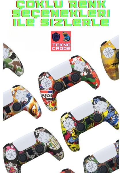 Ps5 Dualsense Uyumlu Joystick Koruyucu Silikon Kılıf Kamuflaj Siyah-Gri fırsatları