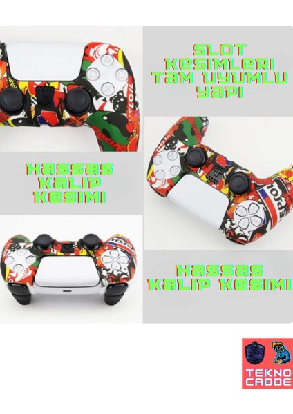 Ps5 Dualsense Uyumlu Joystick Koruyucu Silikon Kılıf Kamuflaj Siyah-Gri indirimleri
