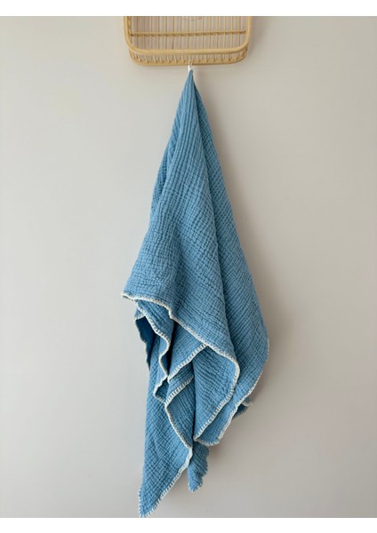 Mavi 4 Katlı Müslin Örtü Battaniye Havlu Bebek & Çocuk Pamuk 100X120CM fiyatları