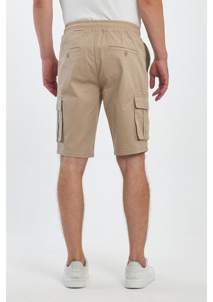 Theseason Erkek Kargo Cepli Beli Lastikli Comfort Fit Pamuklu Esnek Kum Beji Şort fırsatları