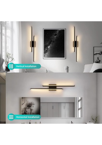 Pilli LED Dekoratif Banyo Yatak Odası 3000K  Pil Dahildir 2*35CM