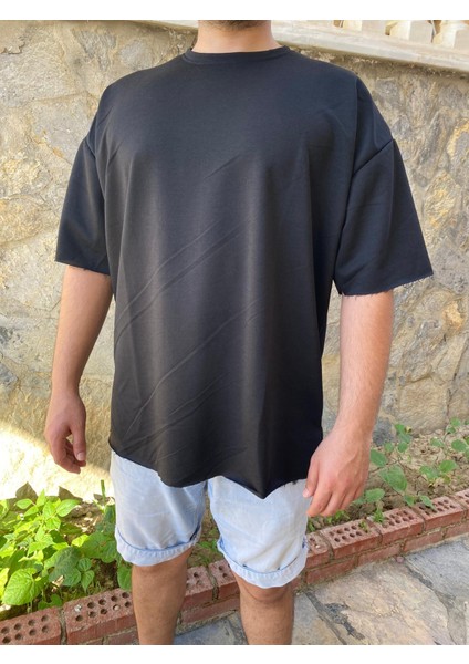 Oversize Düz Siyah Tişört