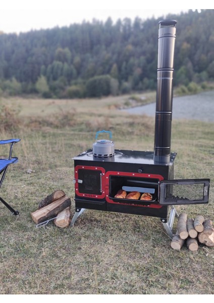 Kamp ve Çadır Sobası Kuzineli Fırınlı Odun Yakan Taşınabilir Soba modelleri