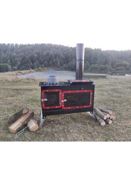 Kamp ve Çadır Sobası Kuzineli Fırınlı Odun Yakan Taşınabilir Soba fırsatları