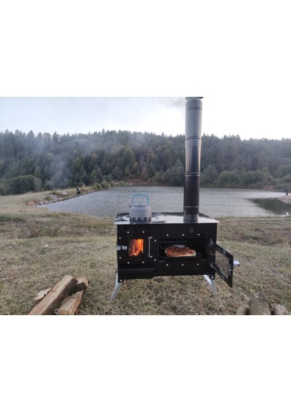 Kamp ve Çadır Sobası Kuzineli Fırınlı Odun Yakan Taşınabilir Soba