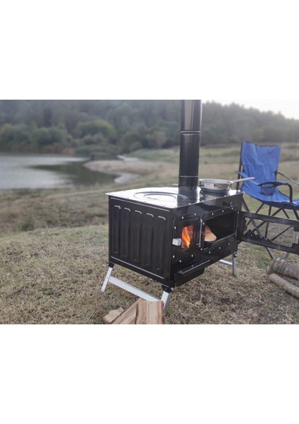 Kamp ve Çadır Sobası Kuzineli Fırınlı Odun Yakan Taşınabilir Soba fırsatları