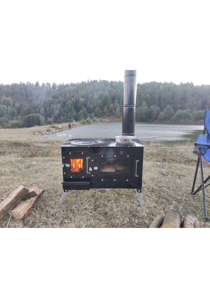 Kamp ve Çadır Sobası Kuzineli Fırınlı Odun Yakan Taşınabilir Soba indirimleri