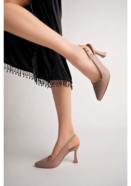 Kadın Deri Vizon Stiletto Ayakkabı