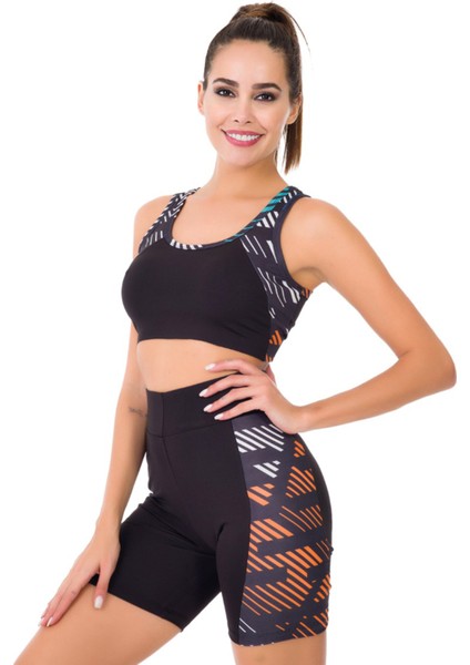 Siyah Renk Lady 4018 Kadın Kısa Tayt Büstiyer Spor Takım fiyatları