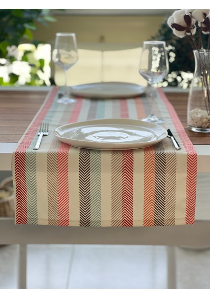 Desen İzmir Desenizmir Pastel Desenli Kare Runner Örtü