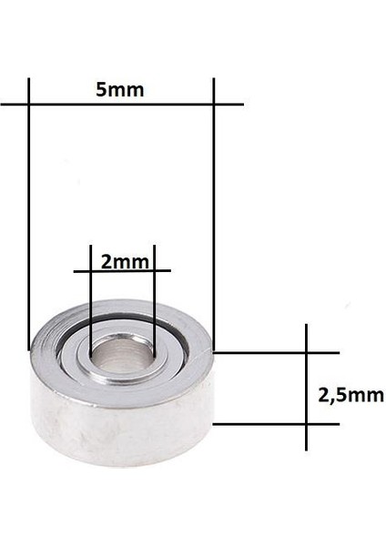 MR52ZZ Minyatür Rulman (2X5X2,5MM) 3D Yazıcı, Hobi Vs. 1 Adet