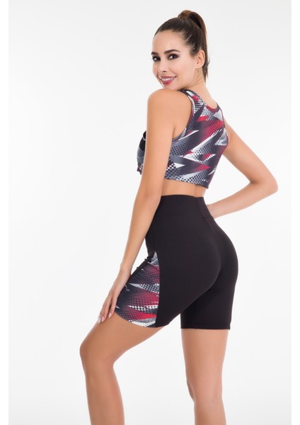 Kırmızı - Beyaz - Siyah Renk Lady 4007 Kadın Kısa Tayt Büstiyer Spor Takım fiyatları