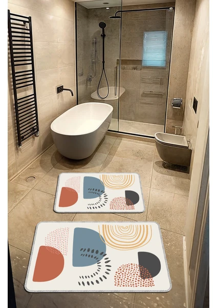 Dekoratif Modern Tasarım Kaymaz Taban Yıkanabilir Ikili Takım Banyo PASPASI(50X60-60X90 Cm)