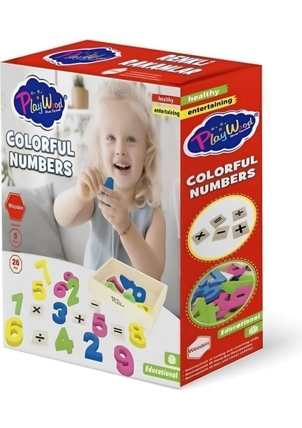 Kutuda 26 Parça Ahşap Kasalı Renkli Rakamlar