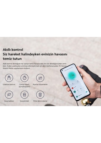 Anti Alerjik Akıllı Hava Temizleyici 48M2 Etkili Alan Smart Air Purifire 4  Virüs Polen Hapseder Apple-Adroid Wi-Fi ve Sesli Kontrol-Hediyeli