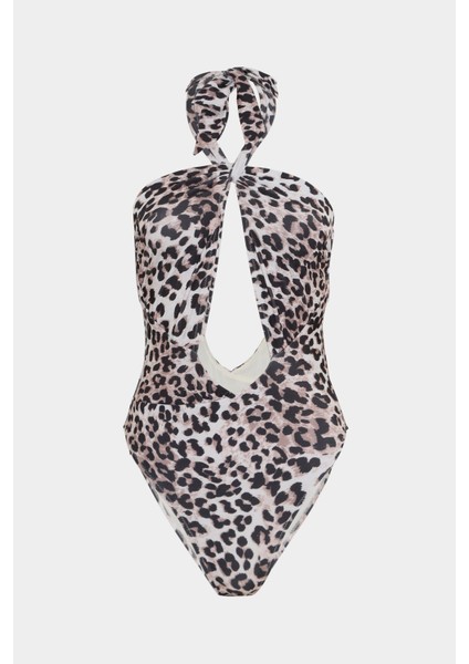 Premium Leopar Desen Demeter Fit Kadın Mayo
