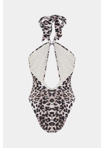 Premium Leopar Desen Demeter Fit Kadın Mayo