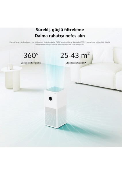 Akıllı Hava Temizleme Cihazı 43M² Etkili Alan Wi-Fi ve Sesli Kontrol Anti Alerjik Mi Air Kokuları etkili bir şekilde ortadan kaldırın Xiaomi Smart Air Purifier 4 Lite + Hediyeli