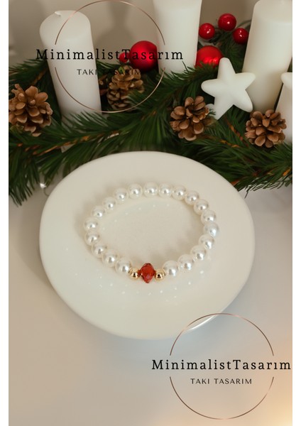 Kristal Taşlı Inci Bileklik, Incili Bileklik, Inci Kolye Bileklik, Nedime Bilekliği, Kına Bilekliği