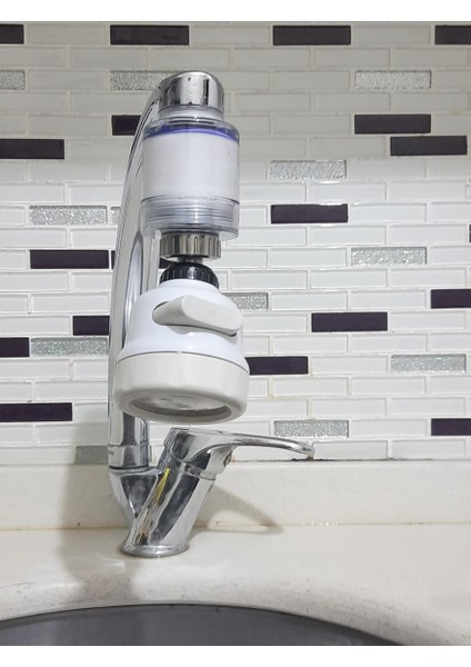 Filtreli Kireç Önleyici Oynar Musluk Başlığı - 3 Fonksiyonlu - Krem indirimleri