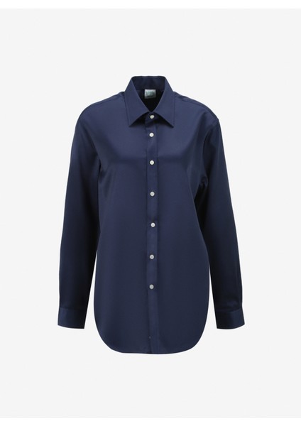 Slim Fit Klasik Yaka Lacivert Erkek Gömlek BBSS24MSH029