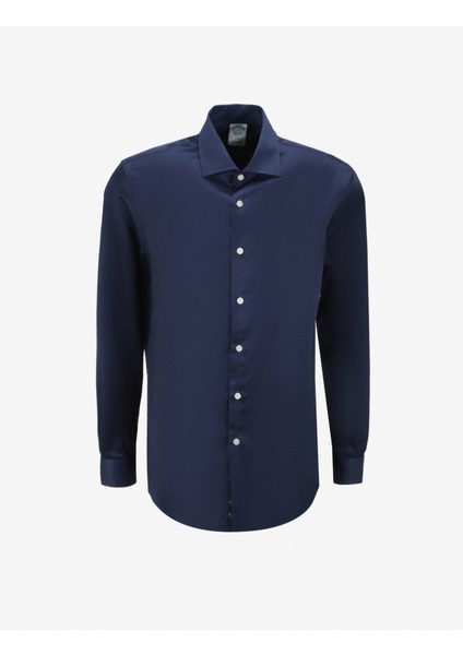 Slim Fit Italyan Yaka Lacivert Erkek Gömlek BBSS24MSH028