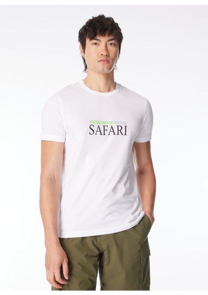 Düz Yaka Baskılı Beyaz Erkek T-Shirt 24EU1M0F014P400_T-SHIRT fiyatları