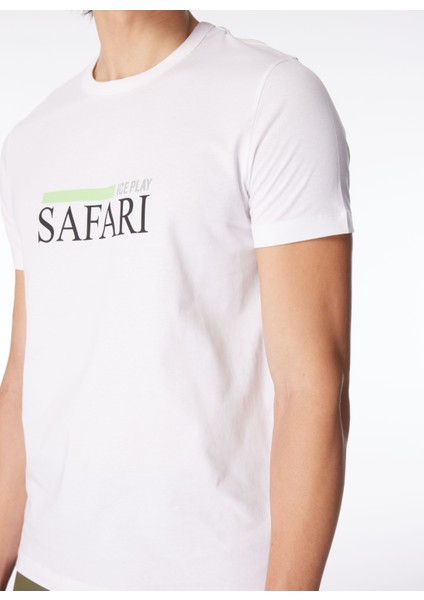 Düz Yaka Baskılı Beyaz Erkek T-Shirt 24EU1M0F014P400_T-SHIRT fırsatları