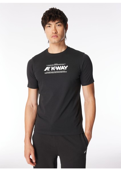 Bisiklet Yaka Siyah Erkek T-Shirt K4125DW_ODOM Typo