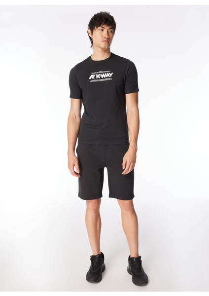 Bisiklet Yaka Siyah Erkek T-Shirt K4125DW_ODOM Typo