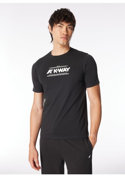 Bisiklet Yaka Siyah Erkek T-Shirt K4125DW_ODOM Typo