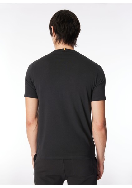 Bisiklet Yaka Siyah Erkek T-Shirt K4125DW_ODOM Typo