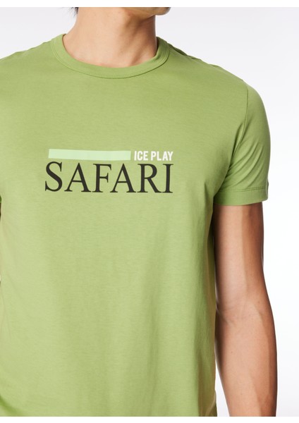 Düz Yaka Baskılı Yeşil Erkek T-Shirt 24EU1M0F014P400_T-SHIRT fırsatları