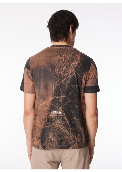 Bisiklet Yaka Baskılı Çok Renkli Erkek T-Shirt 24EU1M0F01B6324_T-SHIRT indirimleri