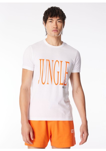 Bisiklet Yaka Baskılı Beyaz Erkek T-Shirt 24EU1M0F01AP400_T-SHIRT fiyatları